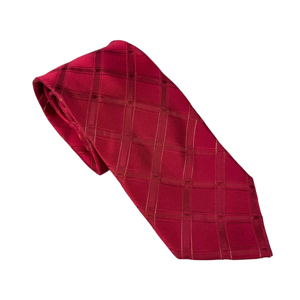 Donald J. Trump Signature Collection Mens Red Plaid Silk Necktie Business 60" - Picture 8 of 10